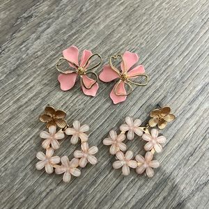 Pink flower earrings